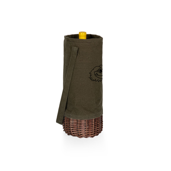Kansas Jayhawks Malbec Insulated Canvas and Willow Wine Bottle Basket | Picnic Time | 201-00-140-244-0