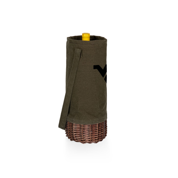 West Virginia Mountaineers Malbec Insulated Canvas and Willow Wine Bottle Basket | Picnic Time | 201-00-140-834-0