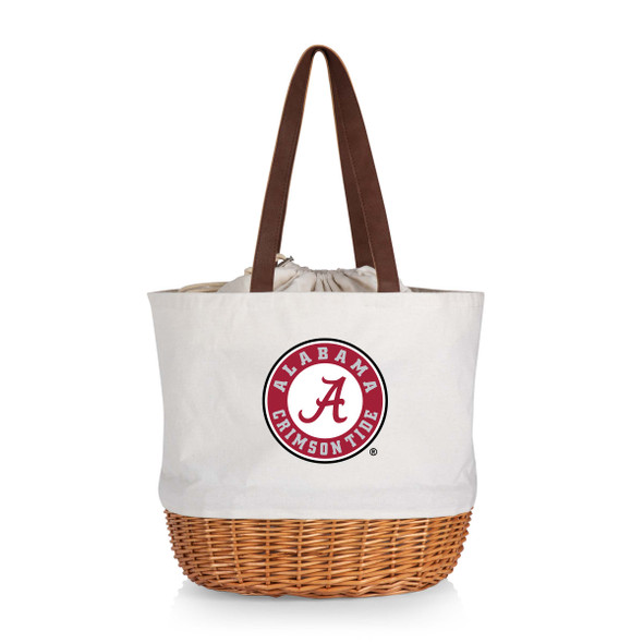 Alabama Crimson Tide Coronado Canvas and Willow Basket Tote | Picnic Time | 203-00-187-004-0