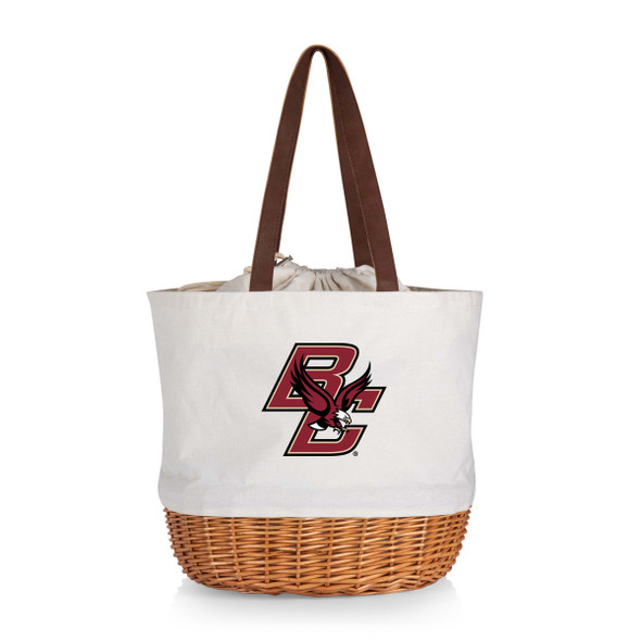Boston College Eagles Coronado Canvas and Willow Basket Tote | Picnic Time | 203-00-187-054-0