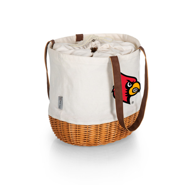 Louisville Cardinals Coronado Canvas and Willow Basket Tote | Picnic Time | 203-00-187-304-0