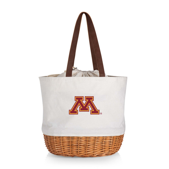 Minnesota Golden Gophers Coronado Canvas and Willow Basket Tote | Picnic Time | 203-00-187-364-0