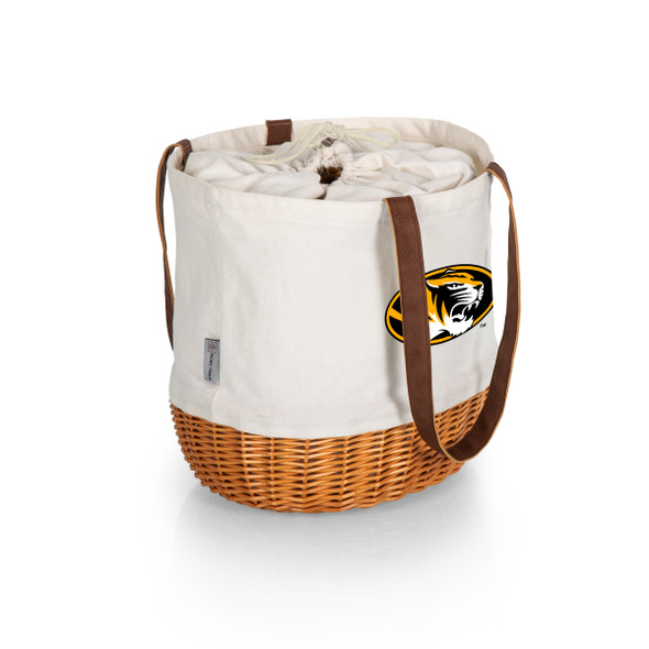Missouri Tigers Coronado Canvas and Willow Basket Tote | Picnic Time | 203-00-187-394-0