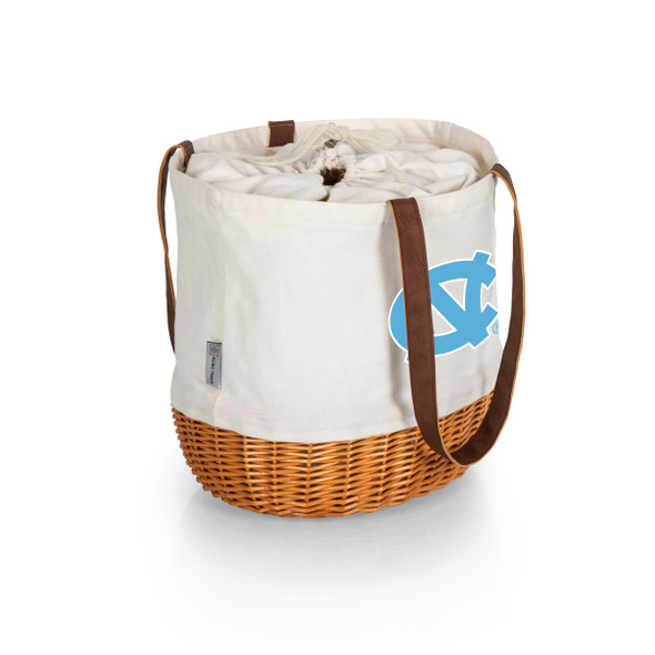 North Carolina Tar Heels Coronado Canvas and Willow Basket Tote | Picnic Time | 203-00-187-414-0