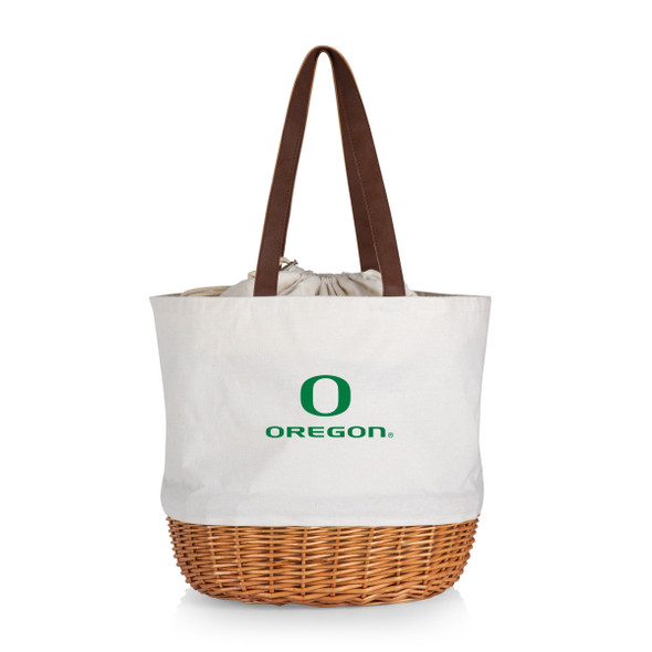 Oregon Ducks Coronado Canvas and Willow Basket Tote | Picnic Time | 203-00-187-474-0
