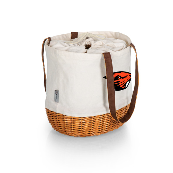 Oregon State Beavers Coronado Canvas and Willow Basket Tote | Picnic Time | 203-00-187-484-0