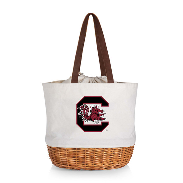 South Carolina Gamecocks Coronado Canvas and Willow Basket Tote | Picnic Time | 203-00-187-524-0