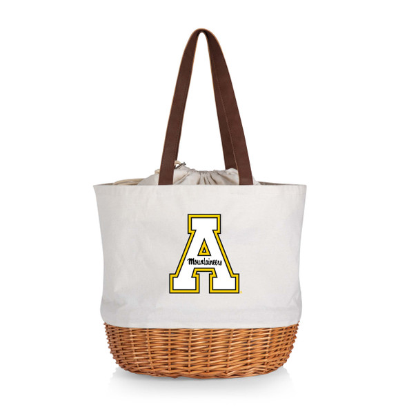 Appalachian State Mountaineers Coronado Canvas and Willow Basket Tote | Picnic Time | 203-00-187-794-0
