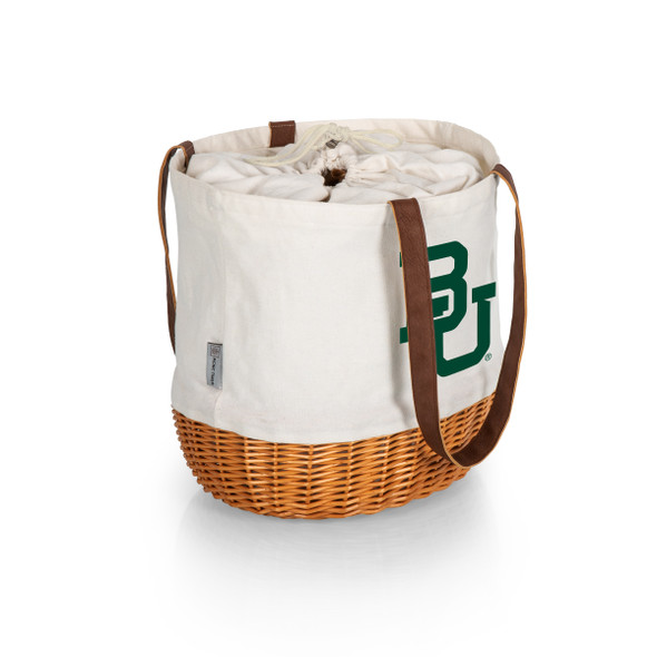 Baylor Bears Coronado Canvas and Willow Basket Tote | Picnic Time | 203-00-187-924-0