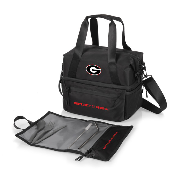 Georgia Bulldogs Eco-Friendly Lunch Bag Cooler with Utensils | Picnic Time | 515-01-179-184-0