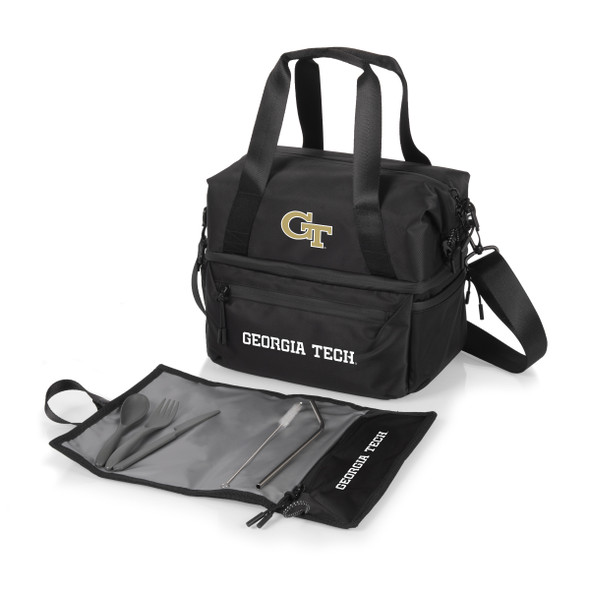 Georgia Tech Yellow Jackets Eco-Friendly Lunch Bag Cooler with Utensils | Picnic Time | 515-01-179-194-0