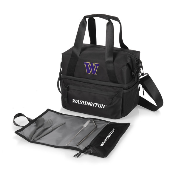 Washington Huskies Eco-Friendly Lunch Bag Cooler with Utensils | Picnic Time | 515-01-179-624-0 Washington Huskies Eco-Friendly Lunch Bag Cooler with Utensils | Picnic Time | 515-01-179-624-0
