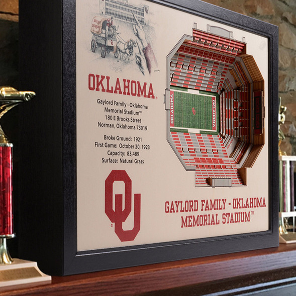 Oklahoma Sooners Framed 3-D Stadium Art