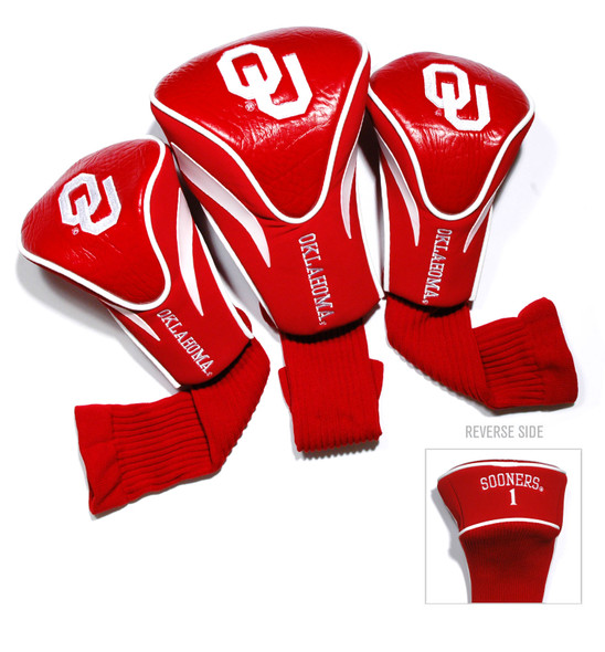 Oklahoma Sooners 3 Pack Embroidered Contour Golf Headcovers | Team Golf |24494