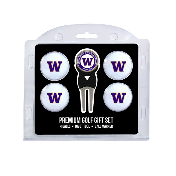 Washington Huskies 4 Golf Balls And Divot Tool Gift Set | Team Golf |28506