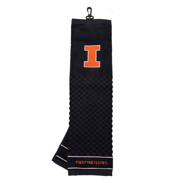Illinois Fighting Illini 16" X 22" Tri-Fold Embroidered Scrubber Golf Towel| Team Golf |21310