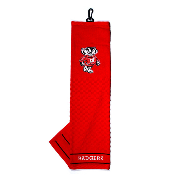 Wisconsin Badgers 16" X 22" Tri-Fold Embroidered Scrubber Golf Towel| Team Golf |23910