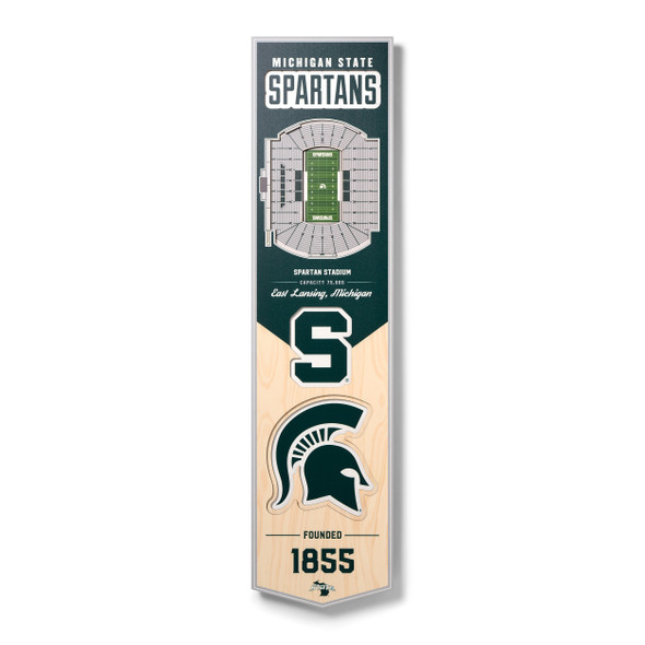 Michigan State Spartans 3D Stadium 8x32 Banner | Stadium Views | 0952022