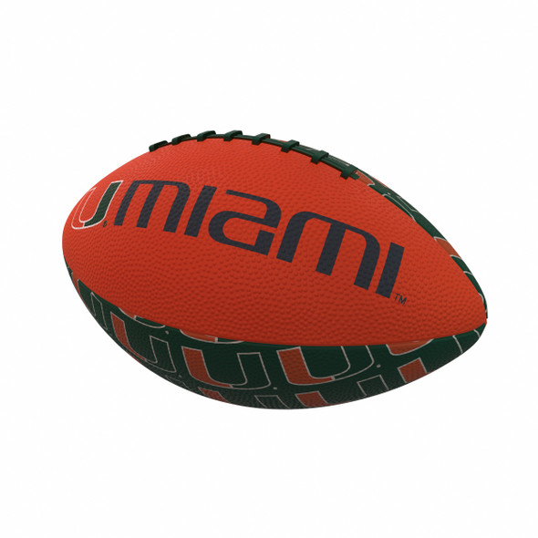 Miami Hurricanes Repeating Mini-Size Rubber Football| Logo Brands |LGC169-93MR-3