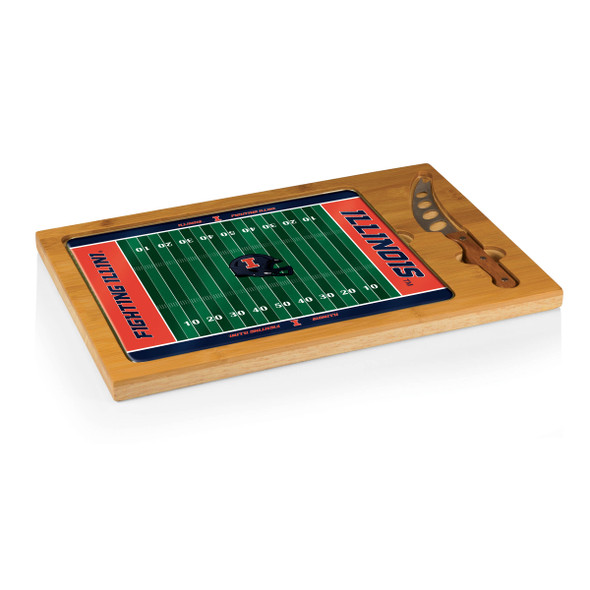 Illinois Fighting Illini Icon Glass Top Cutting Board & Knife Set | Picnic Time | 910-00-505-214-0 Illinois Fighting Illini Icon Glass Top Cutting Board & Knife Set | Picnic Time | 910-00-505-214-0