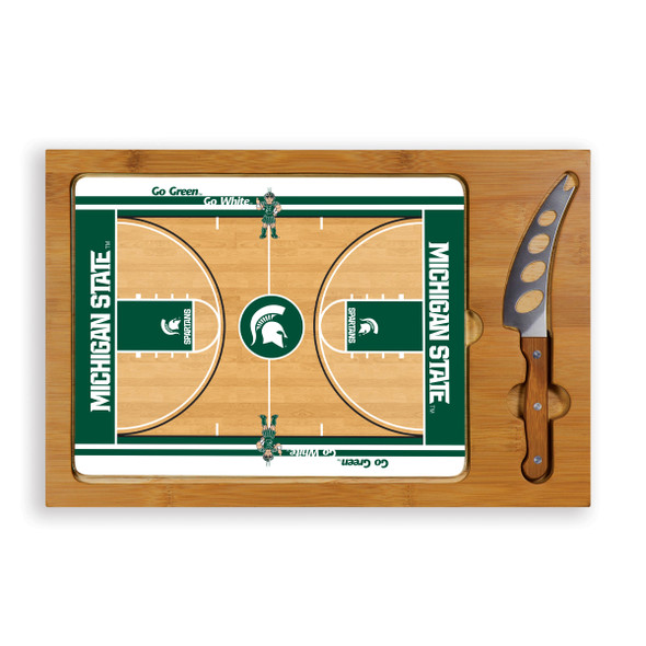 Michigan State Spartans Icon Glass Top Cutting Board & Knife Set | Picnic Time | 910-00-505-355-0 Michigan State Spartans Icon Glass Top Cutting Board & Knife Set | Picnic Time | 910-00-505-355-0