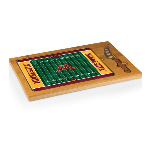 Minnesota Golden Gophers Icon Glass Top Cutting Board & Knife Set | Picnic Time | 910-00-505-364-0