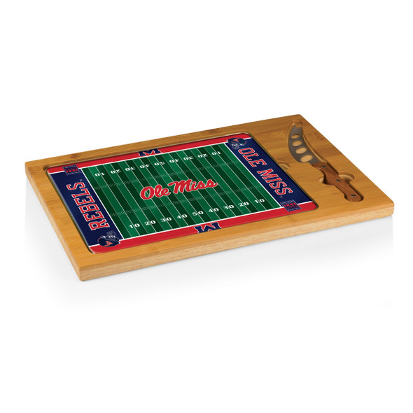 Mississippi Rebels Icon Glass Top Cutting Board & Knife Set | Picnic Time | 910-00-505-374-0