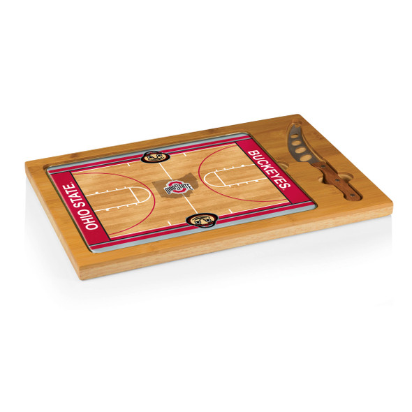 Ohio State Buckeyes Icon Glass Top Cutting Board & Knife Set | Picnic Time | 910-00-505-445-0