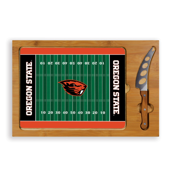 Oregon State Beavers Icon Glass Top Cutting Board & Knife Set | Picnic Time | 910-00-505-484-0