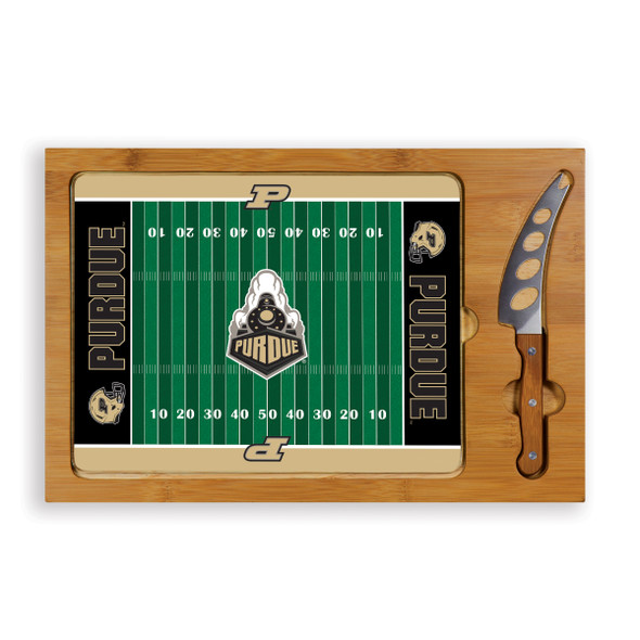 Purdue Boilermakers Icon Glass Top Cutting Board & Knife Set | Picnic Time | 910-00-505-514-0