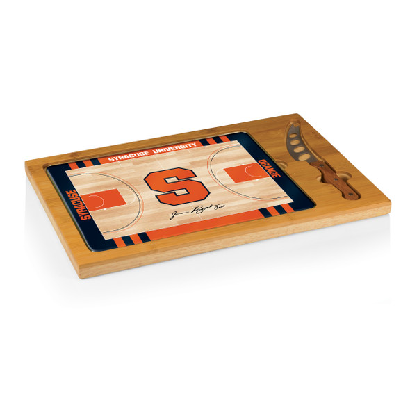 Syracuse Orange Icon Glass Top Cutting Board & Knife Set | Picnic Time | 910-00-505-545-0