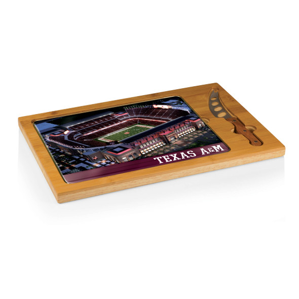 Texas A&M Aggies Icon Glass Top Cutting Board & Knife Set | Picnic Time | 910-00-505-566-0