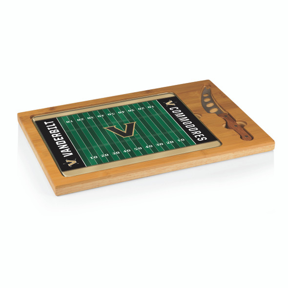 Vanderbilt Commodores Icon Glass Top Cutting Board & Knife Set | Picnic Time | 910-00-505-584-0