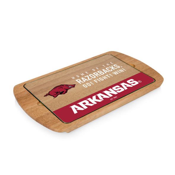 Arkansas Razorbacks Billboard Glass Top Serving Tray | Picnic Time | 911-01-505-034-0