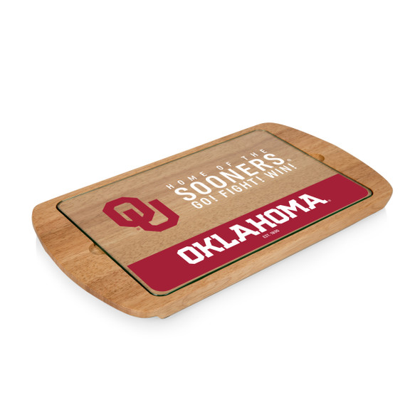 Oklahoma Sooners Billboard Glass Top Serving Tray | Picnic Time | 911-01-505-454-0