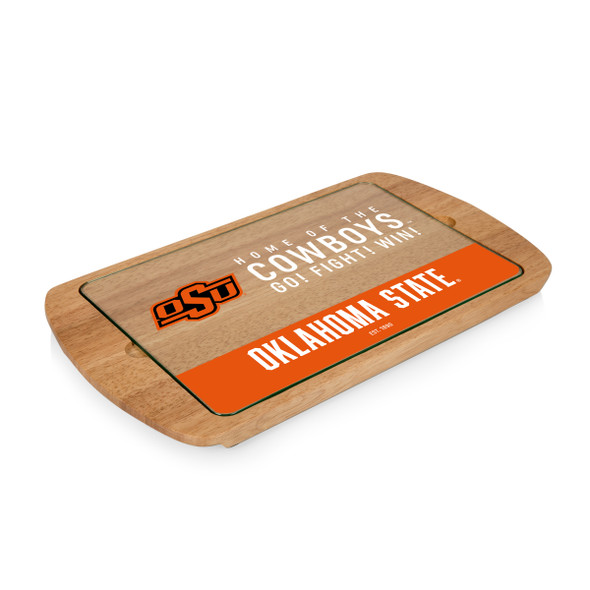 Oklahoma State Cowboys Billboard Glass Top Serving Tray | Picnic Time | 911-01-505-464-0
