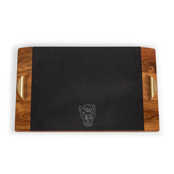 NC State Wolfpack Covina Acacia and Slate Serving Tray | Picnic Time | 957-07-512-423-0