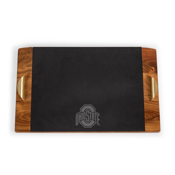 Ohio State Buckeyes Covina Acacia and Slate Serving Tray | Picnic Time | 957-07-512-443-0