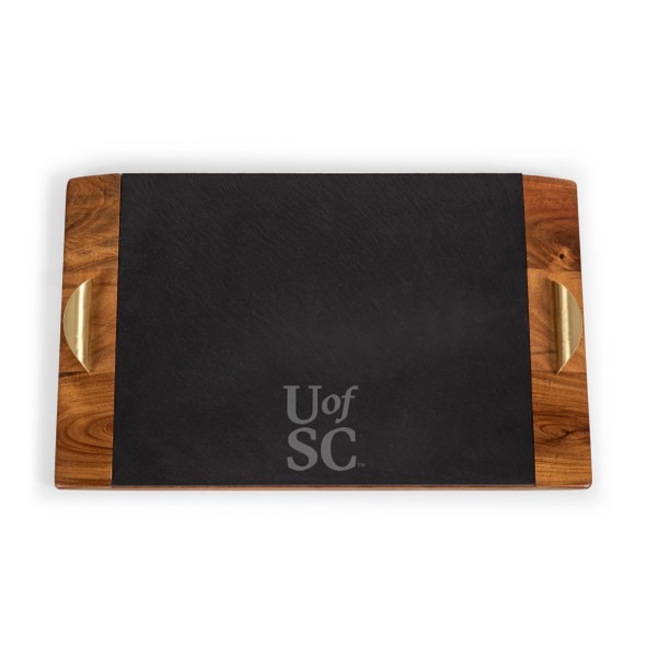 South Carolina Gamecocks Covina Acacia and Slate Serving Tray | Picnic Time | 957-07-512-523-0