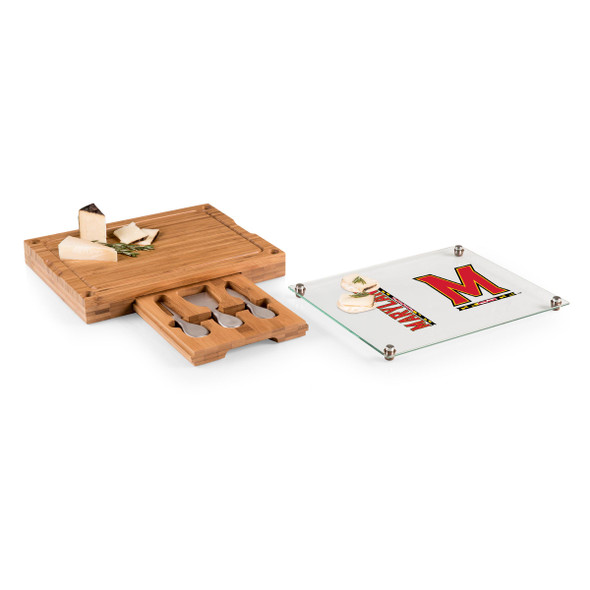 Maryland Terrapins Concerto Glass Top Cheese Cutting Board & Tools Set | Picnic Time | 919-00-505-314-0 Maryland Terrapins Concerto Glass Top Cheese Cutting Board & Tools Set | Picnic Time | 919-00-505-314-0
