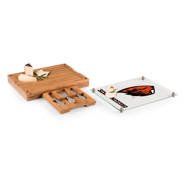 Oregon State Beavers Concerto Glass Top Cheese Cutting Board & Tools Set | Picnic Time | 919-00-505-484-0