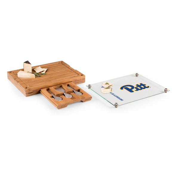 Pittsburgh Panthers Concerto Glass Top Cheese Cutting Board & Tools Set | Picnic Time | 919-00-505-504-0 Pittsburgh Panthers Concerto Glass Top Cheese Cutting Board & Tools Set | Picnic Time | 919-00-505-504-0