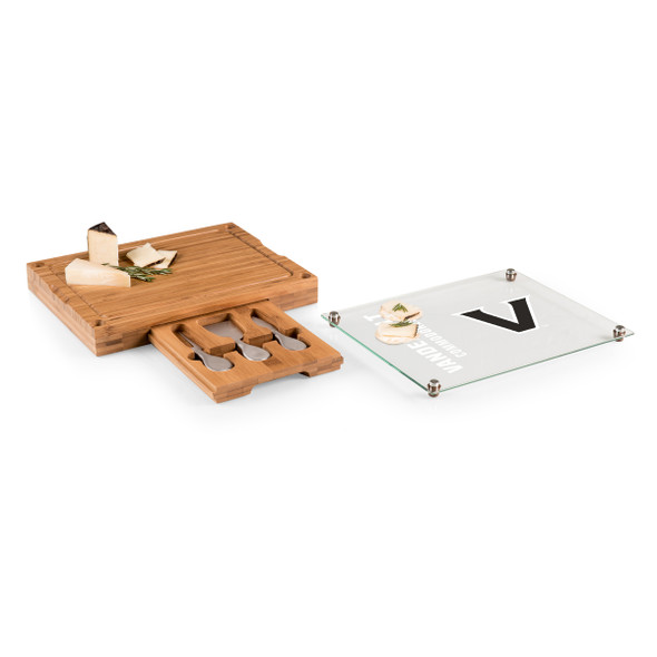 Vanderbilt Commodores Concerto Glass Top Cheese Cutting Board & Tools Set | Picnic Time | 919-00-505-584-0