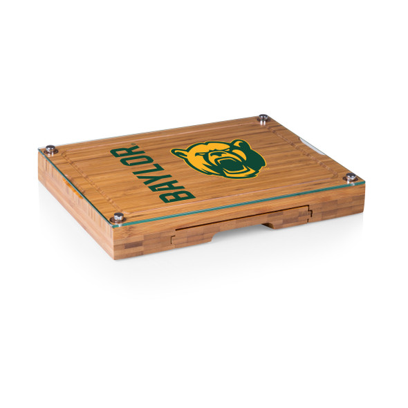 Baylor Bears Concerto Glass Top Cheese Cutting Board & Tools Set | Picnic Time | 919-00-505-924-0