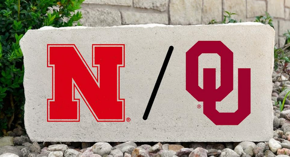Nebraska Huskers and Oklahoma Sooners Decorative Stone House Divided - Large | Stoneworx | NEB-21