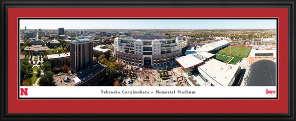 Nebraska Huskers Panoramic Photo Deluxe Matted Frame - Memorial Stadium  | Blakeway | BWPUNE13D