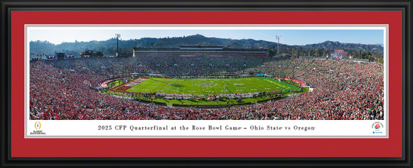 Ohio State Buckeyes vs Oregon Ducks Rose Bowl Kickoff Panoramic Photo - Deluxe Matted Frame  | Blakeway |  ROSEK25OSUD