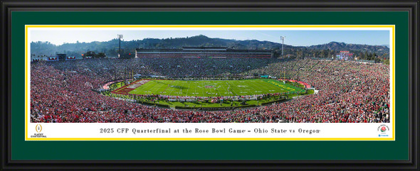 Oregon Ducks vs Ohio State Buckeyes Rose Bowl Kickoff Panoramic Photo - Deluxe Matted Frame  | Blakeway |  ROSEK25UORD