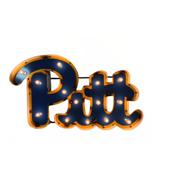 Pittsburgh Panthers Recycled Metal Wall Decor Illuminated - Longhorn | LRT Sales | PITWDLGT