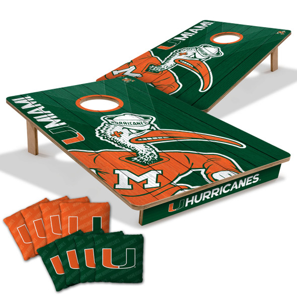 Miami Hurricanes 2x3 All Wood Cornhole Game Set| You the Fan |4616277